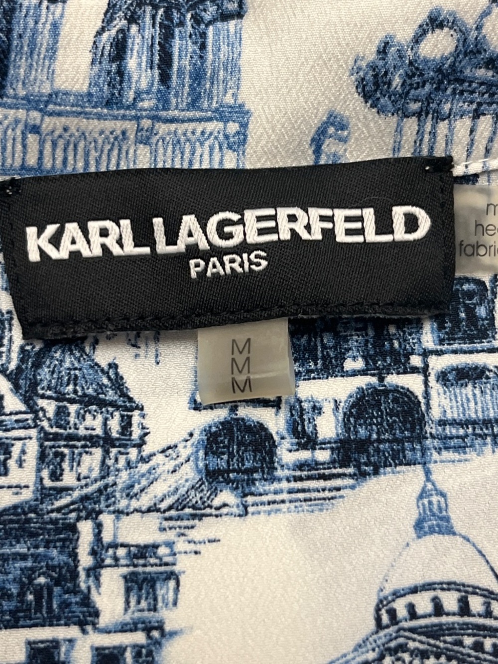 NWOT Karl Lagerfeld Blue/White Parisian City Scape Button Down Shirt. Sz.M. - Picture 8 of 14
